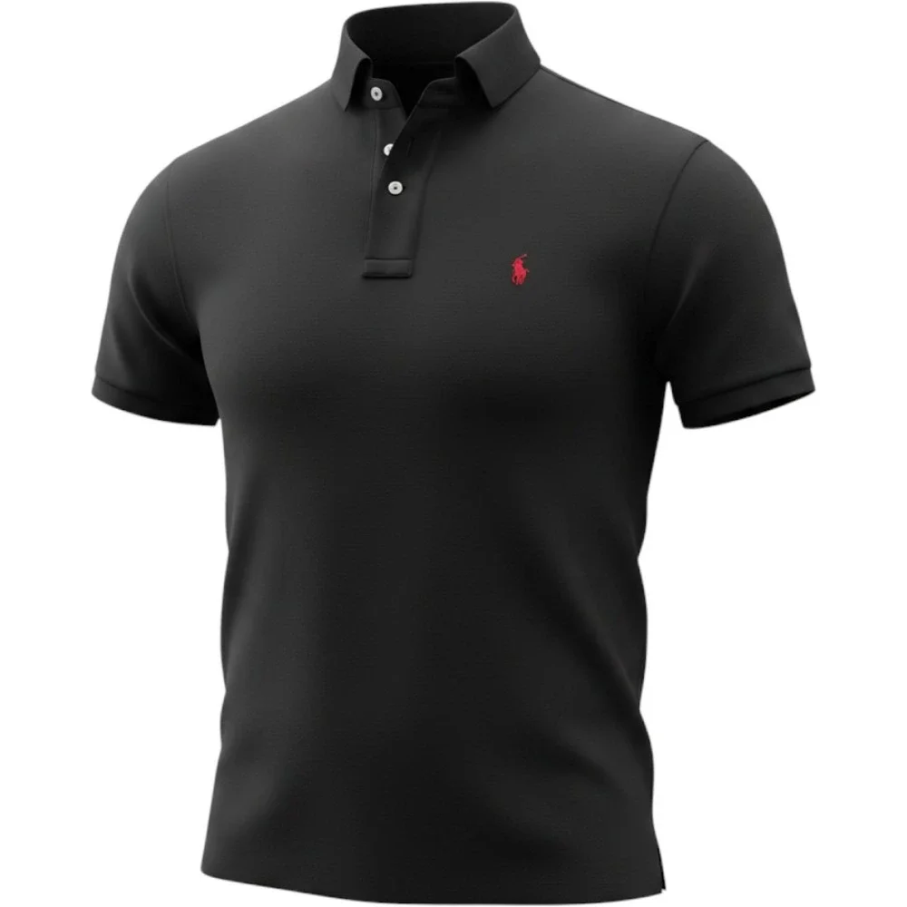 Polo Ralph Lauren Shirt Mens L Black Red Pony Logo Short Sleeve Classic Preppy